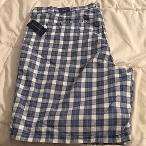 Size 42, Blue and White Plaid Shorts